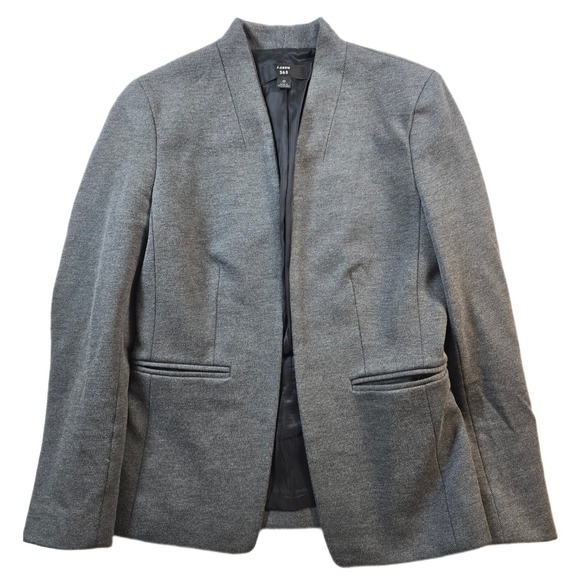 J.Crew Jackets & Blazers - J.Crew Blazer Womens 0 Gray Open Front Collarless 365 Jacket Career Professional
